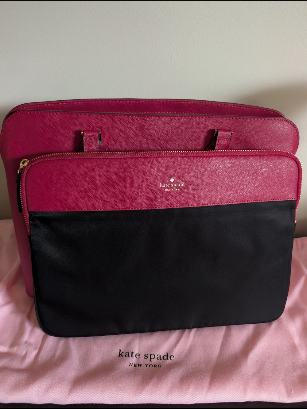 Kate Spade Saffiano Leather Tote & Matching Laptop Sleeve Set – Berry/Magenta